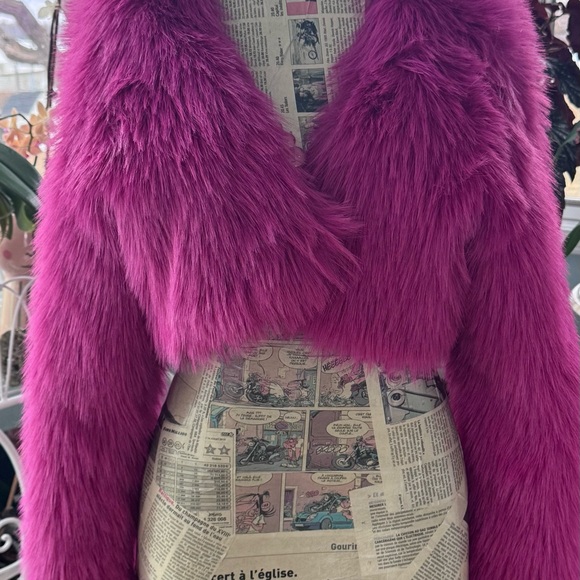 Free People Jackets & Blazers - Free People Bold Pink Faux Fur Jacket